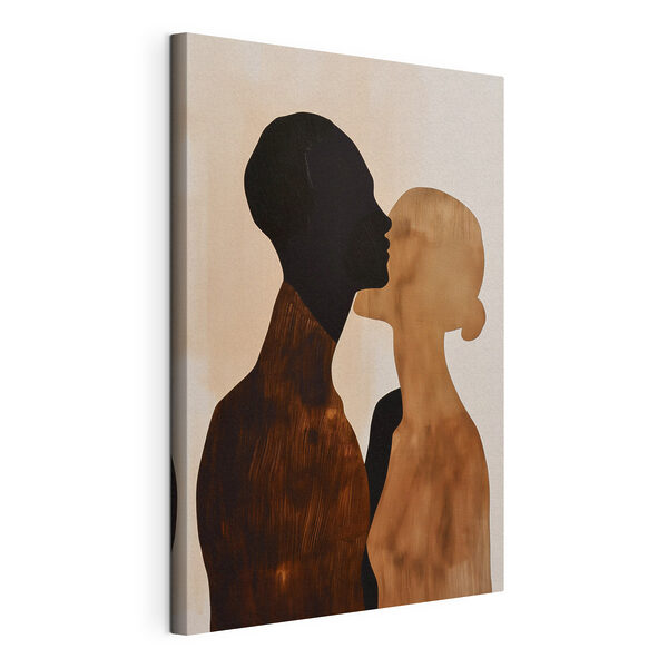 Canvas Schilderijen Een man en een vrouw die elkaar kussen