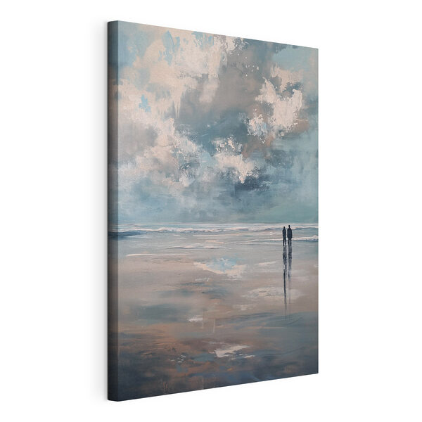 Twee mensen die op het strand staan Canvas Schilderijen Twee mensen die op het strand staan