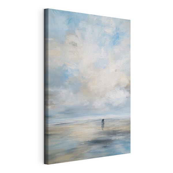 Een paar mensen die op het strand staan Canvas Schilderijen Een paar mensen die op het strand staan