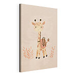 Canvas Schilderijen Giraffe met een rugzak