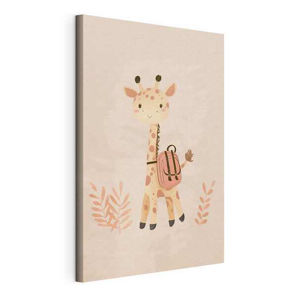 Giraffe met een rugzak Canvas Schilderijen Giraffe met een rugzak