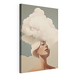 Canvas Schilderijen Vrouw met wit haar en wolken in haar haar