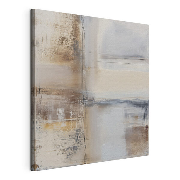 Canvas Schilderijen Schilderij van een wit en bruin vierkant