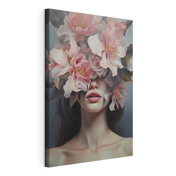 Canvas Schilderijen Vrouw met bloemen op haar gezicht
