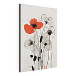 Canvas Schilderijen Schilderij van bloemen met zwarte en witte inkt