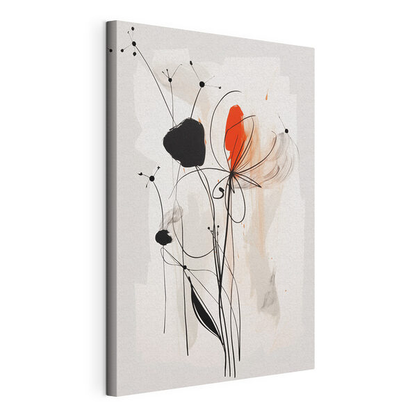 Schilderij van bloemen en lijnen Canvas Schilderijen Schilderij van bloemen en lijnen