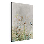 Canvas Schilderijen Vogel in een bloemenveld