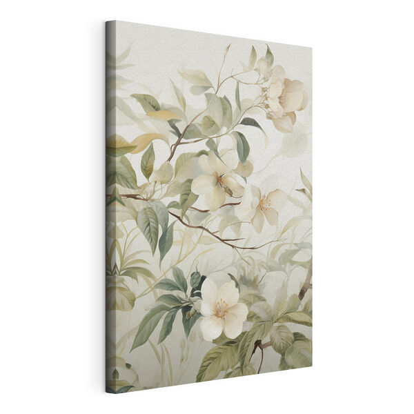 Canvas Schilderijen Verfijnde bloemen in zachte tinten