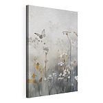 Canvas Schilderijen Een vlinder die boven bloemen vliegt