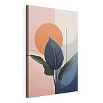 Canvas Schilderijen Blad met een kleurrijke achtergrond