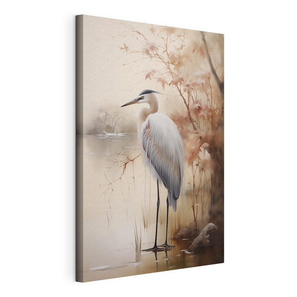 Canvas Schilderijen Vogel die in het water staat