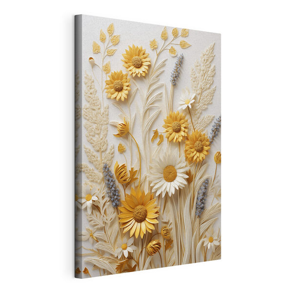 Canvas Schilderijen Levendige papieren bloemen in zachte tinten