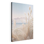 Canvas Schilderijen Wit gras met een berg op de achtergrond
