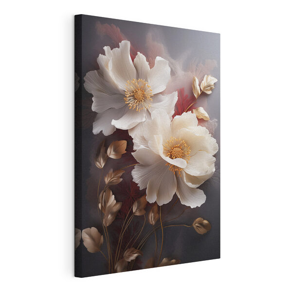 Canvas Schilderijen Verfijnde bloemen in zachte tinten