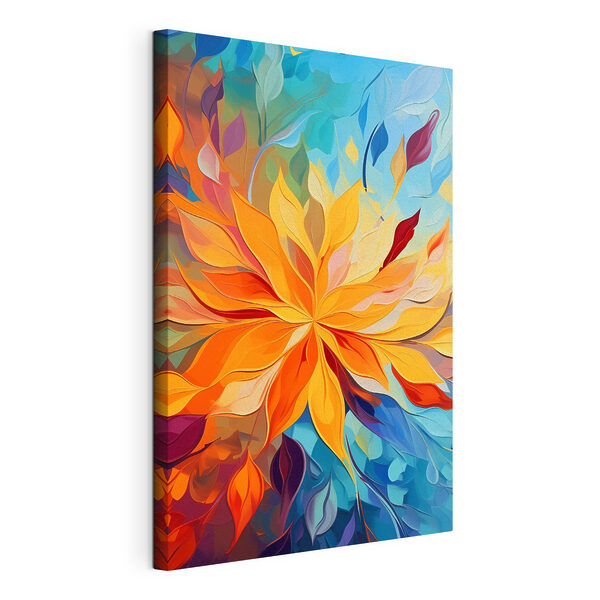 Kleurrijke bloem met veel bladeren Canvas Schilderijen Kleurrijke bloem met veel bladeren