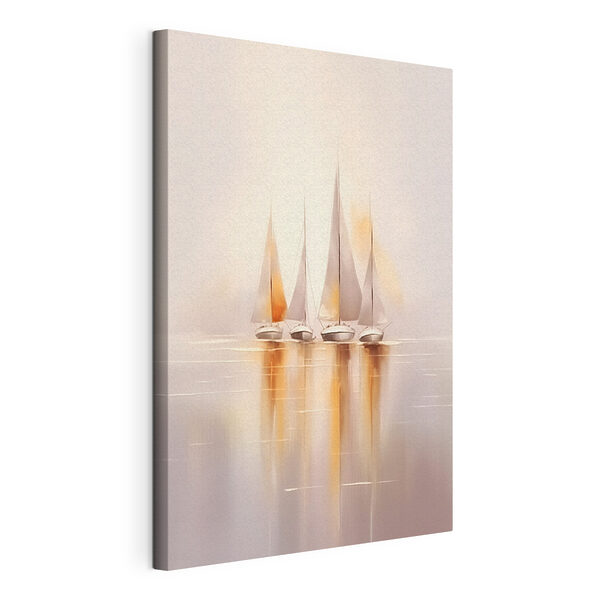 Canvas Schilderijen Een groep zeilboten op het water
