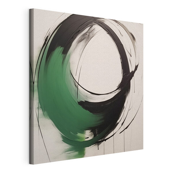 Canvas Schilderijen Zwarte en groene cirkel