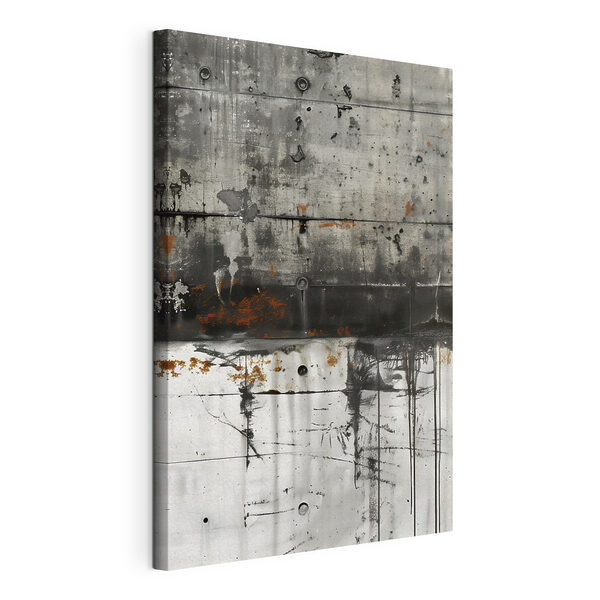Zwart-witte muur met roestvlekken Canvas Schilderijen Zwart-witte muur met roestvlekken
