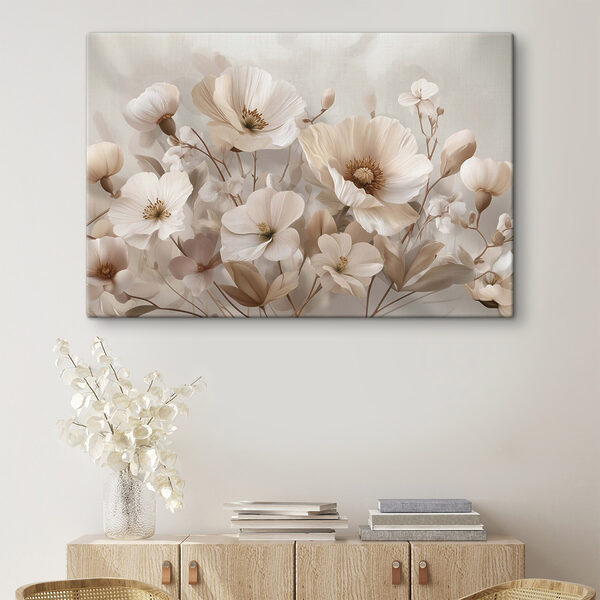 Groep witte bloemen Canvas Schilderijen Groep witte bloemen