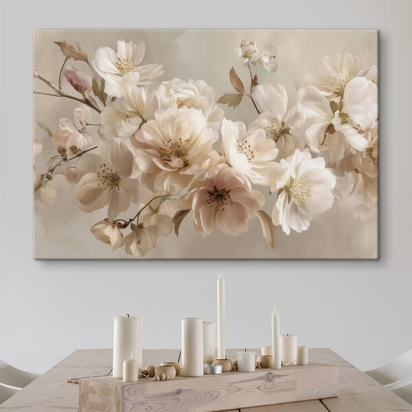 Groep witte bloemen Canvas Schilderijen Groep witte bloemen