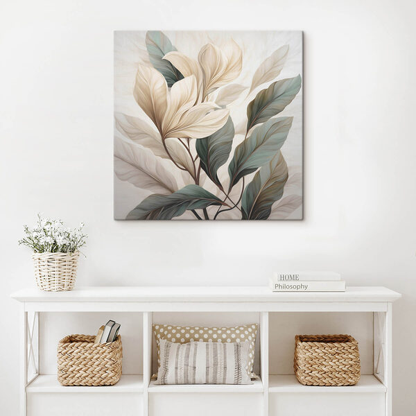 Canvas Schilderijen Schilderij van een plant met bladeren