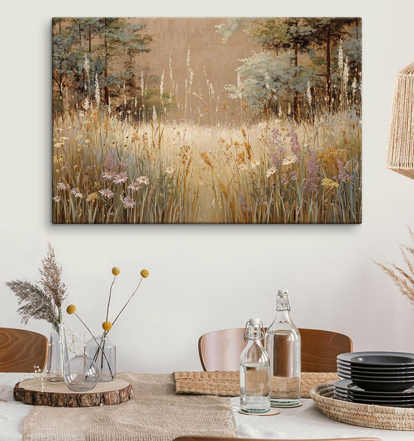 Schilderij van een bloemenveld Canvas Schilderijen Schilderij van een bloemenveld