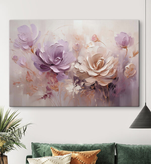 Canvas Schilderijen Schilderij van bloemen op een witte achtergrond