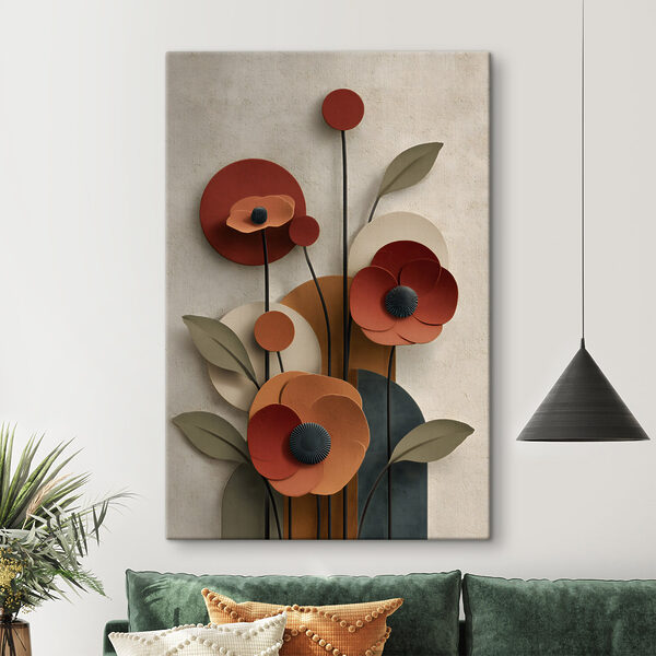 Canvas Schilderijen Wanddecoratie met bloemen en bladeren