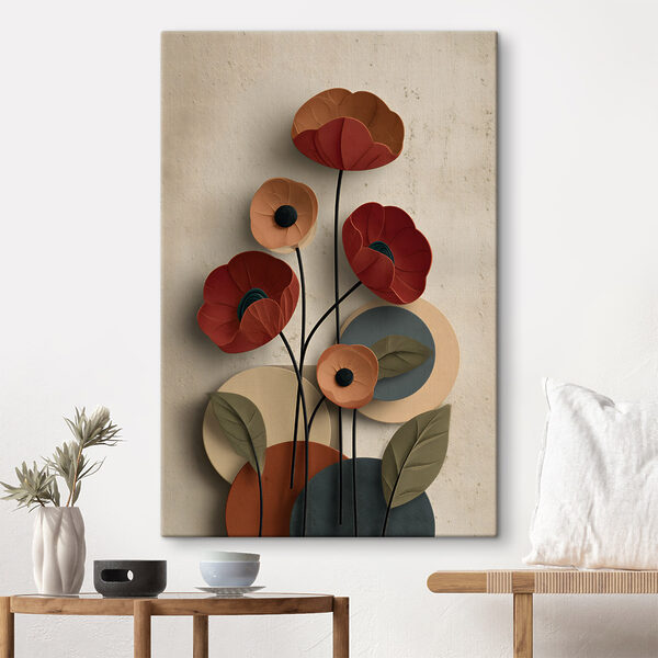 - Speelse bloemen in levendige tinten Canvas Schilderijen - Speelse bloemen in levendige tinten