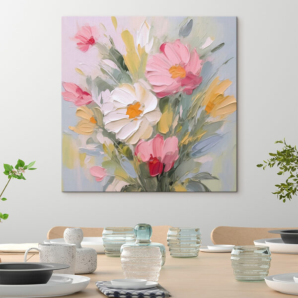 Schilderij van bloemen in een vaas Canvas Schilderijen Schilderij van bloemen in een vaas