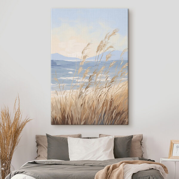 Zachte golven strelen het zandstrand Canvas Schilderijen Zachte golven strelen het zandstrand