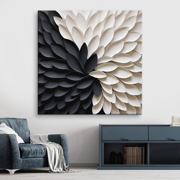Zwart-witte bloem Canvas Schilderijen Zwart-witte bloem