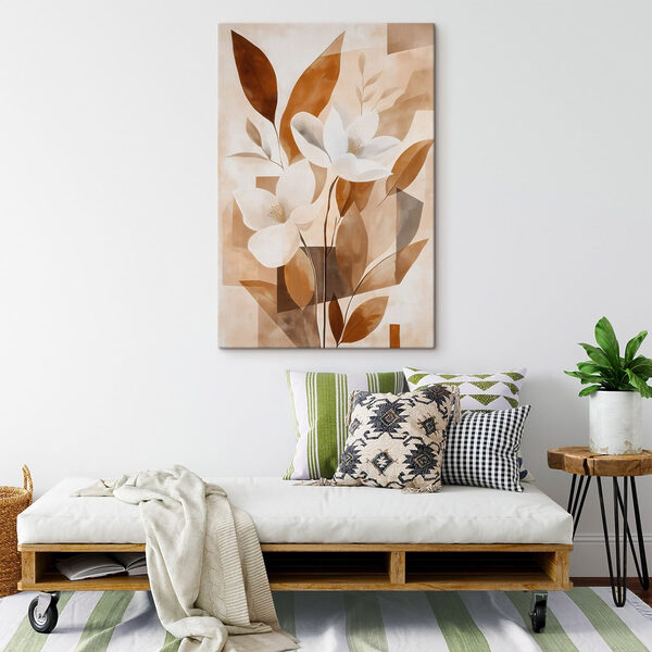 Canvas Schilderijen Schilderij van bloemen en bladeren