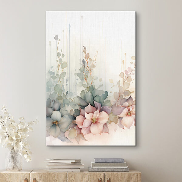 Schilderij van bloemen en bladeren Canvas Schilderijen Schilderij van bloemen en bladeren
