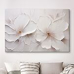 Canvas Schilderijen Kunstwerk met witte bloemen aan de muur