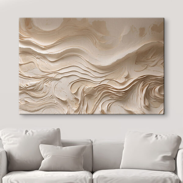 Canvas Schilderijen Witte muur met golvende lijnen