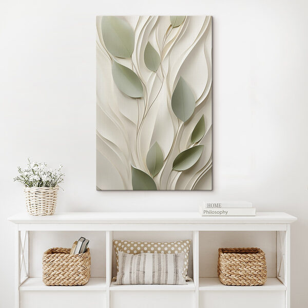 Witte en groene papieren uitsnede met blaadjes Canvas Schilderijen Witte en groene papieren uitsnede met blaadjes
