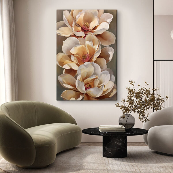 Elegante bloemen in zachte tinten Canvas Schilderijen Elegante bloemen in zachte tinten