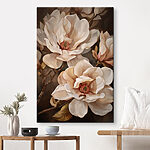 Canvas Schilderijen Schilderij van bloemen aan een tak