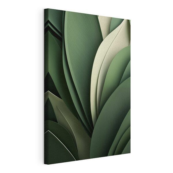 Vloeiende groene vormen en rondingen Canvas Schilderijen Vloeiende groene vormen en rondingen