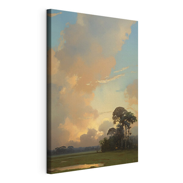 Groep bomen en wolken Canvas Schilderijen Groep bomen en wolken