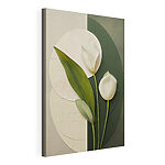 Canvas Schilderijen Witte bloemen met groene bladeren