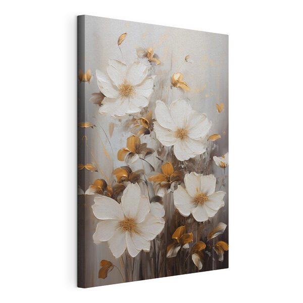 Canvas Schilderijen Stralende bloemen in zachte tinten