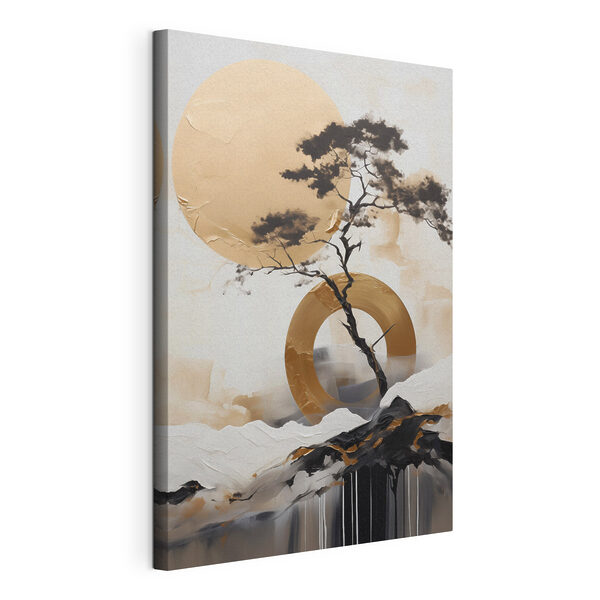 Canvas Schilderijen Een boom en een cirkel