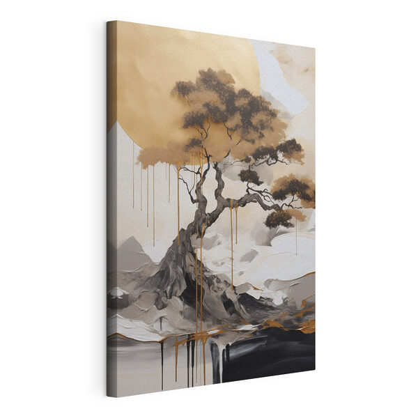 Een serene boom onder een stralende zon Canvas Schilderijen Een serene boom onder een stralende zon