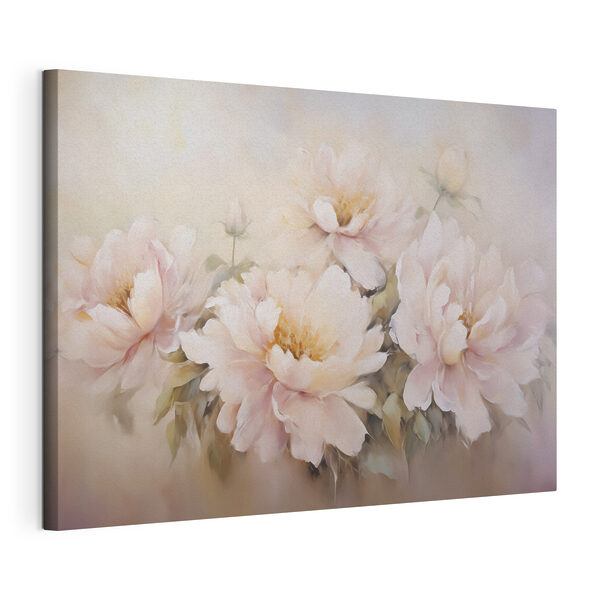 Canvas Schilderijen Schilderij van bloemen op een witte achtergrond