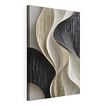 Canvas Schilderijen Zwart-witte wanddecoratie met golvend patroon