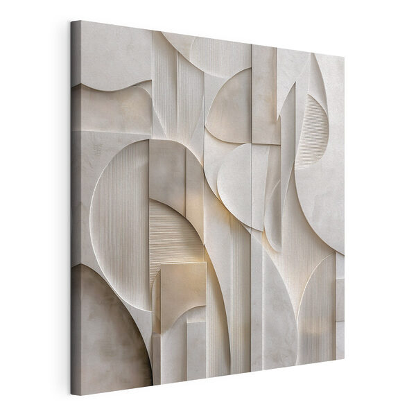 Canvas Schilderijen Witte muur met geometrische vormen