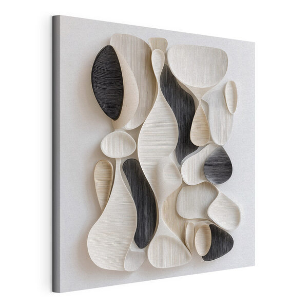 Canvas Schilderijen Wanddecoratie bestaande uit zwart-witte vormen