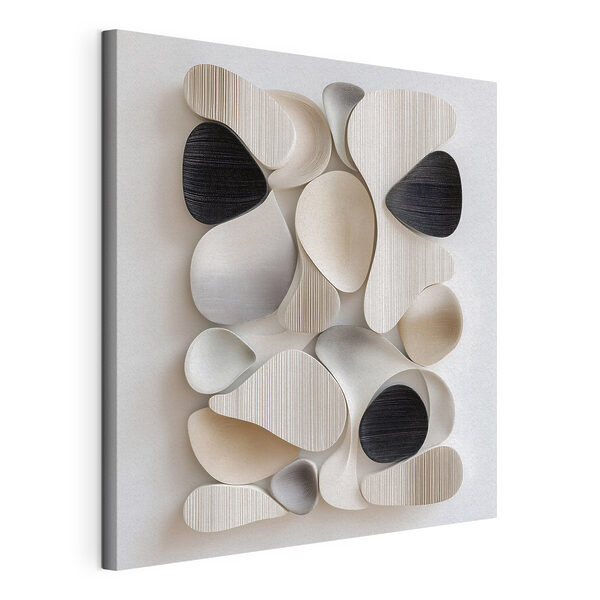 Canvas Schilderijen Wanddecoratie met zwart-witte vormen